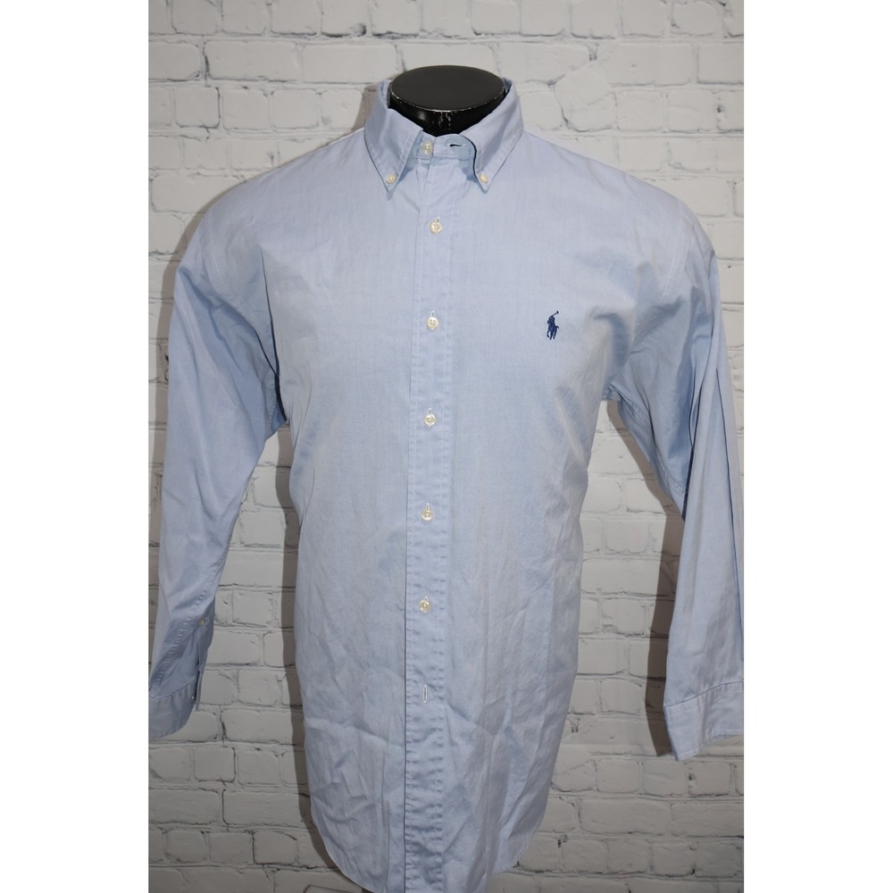 Polo Ralph Lauren Button Down Shirt Mens Large 16.5 32/33 Blue Yarmouth Oxford